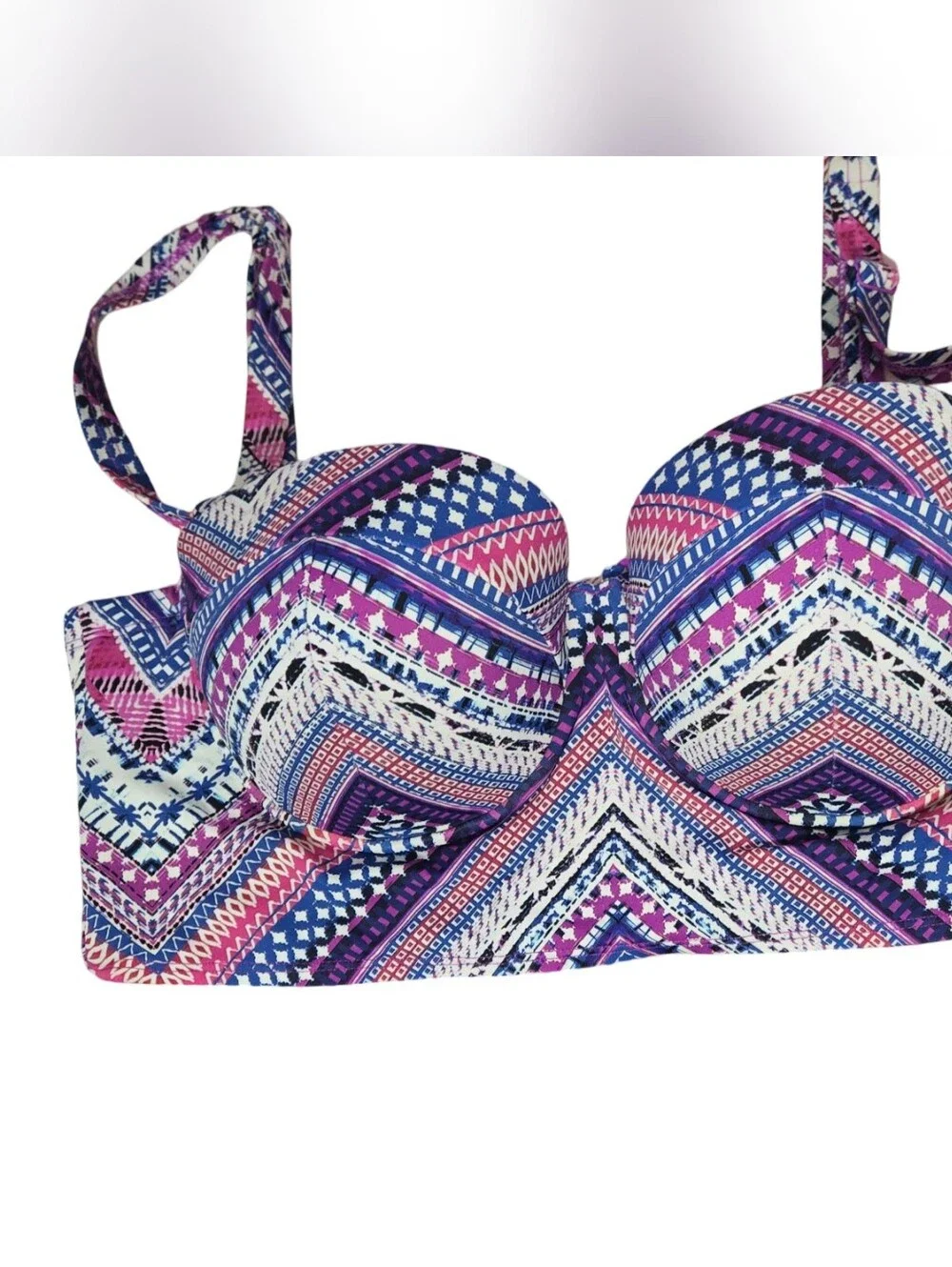 Torrid Purple Pink Blue Geo-Print Bikini Top Geometric Push Up Festival Swim - Picture 5 of 9